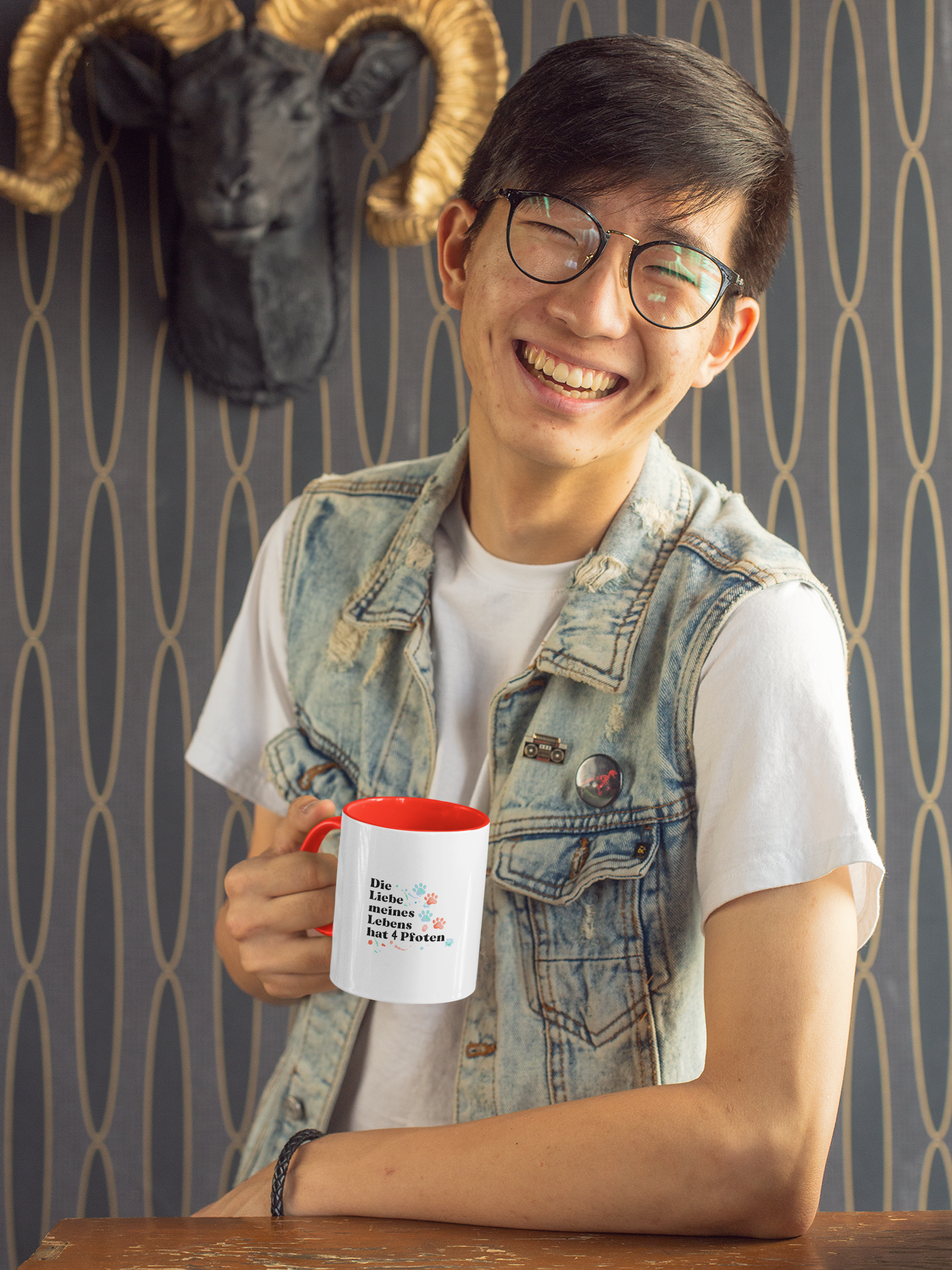 Zweifarbige Tasse: "Die Liebe meines Lebens"