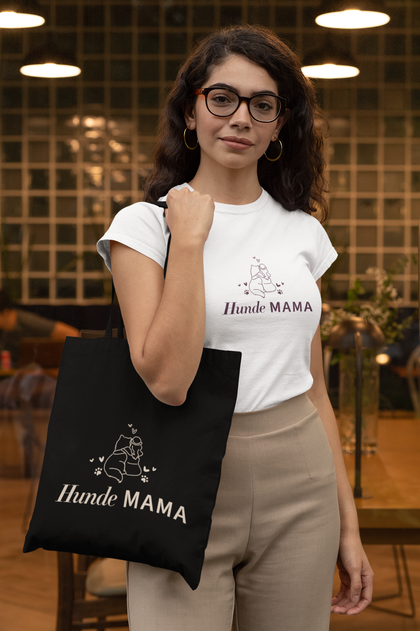 Einkaufstasche (mit langen Henkeln): "Hunde Mama"