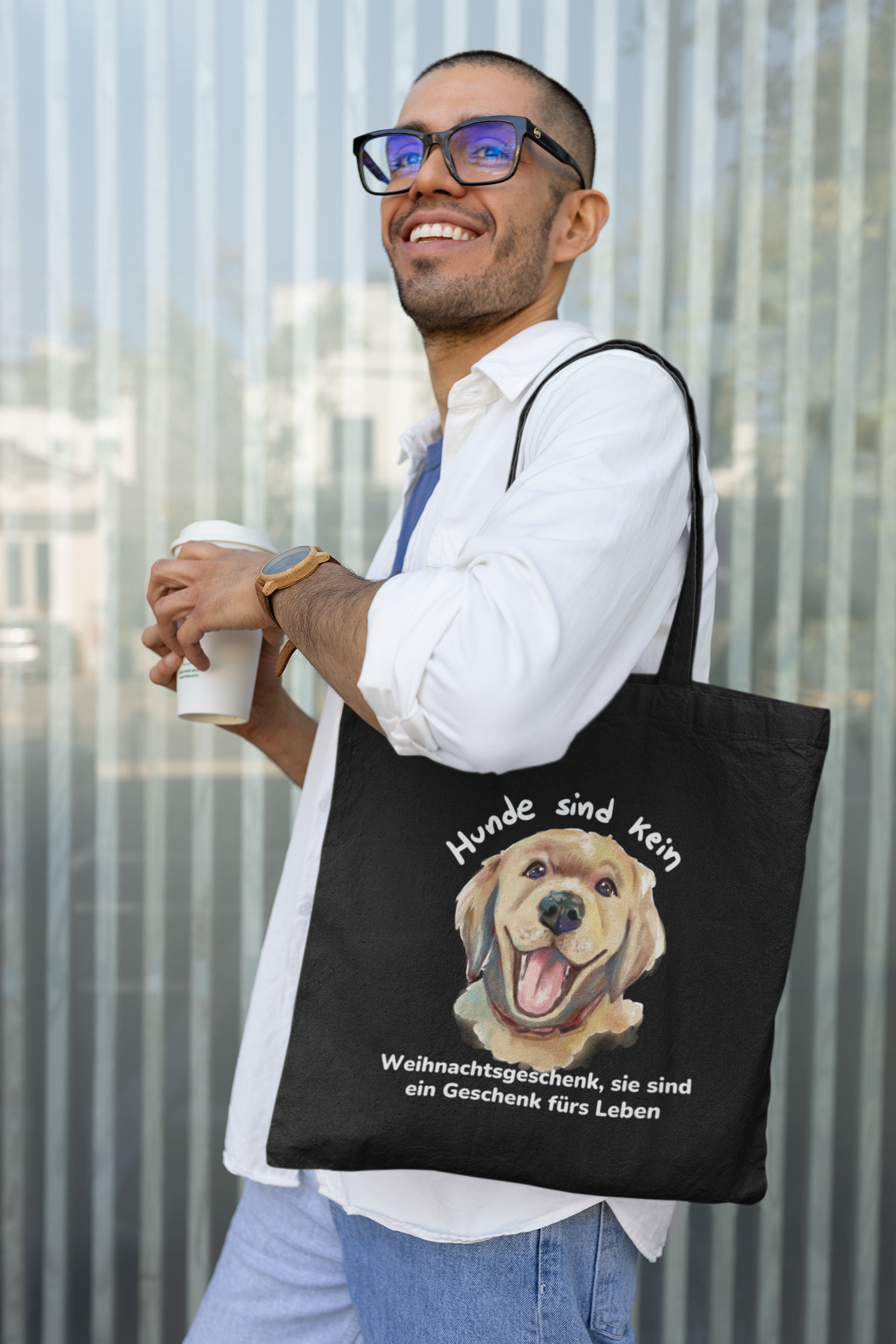 Einkaufstasche (mit langen Henkeln): "Hunde sind kein Weihnachtsgeschenk"