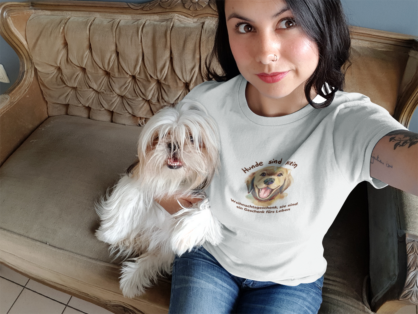 Damen T-Shirt: "Hunde sind kein Weihnachtsgeschenk"