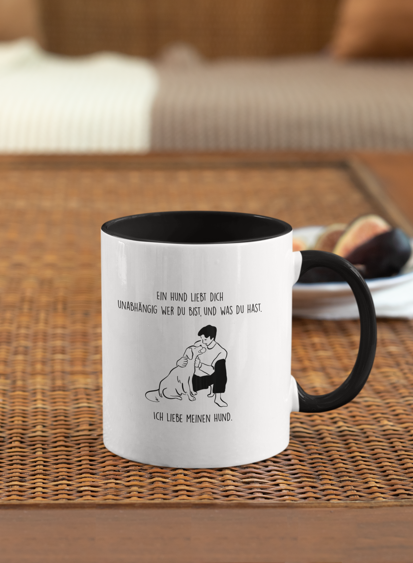Zweifarbige Tasse: "Ich liebe meinen Hund"
