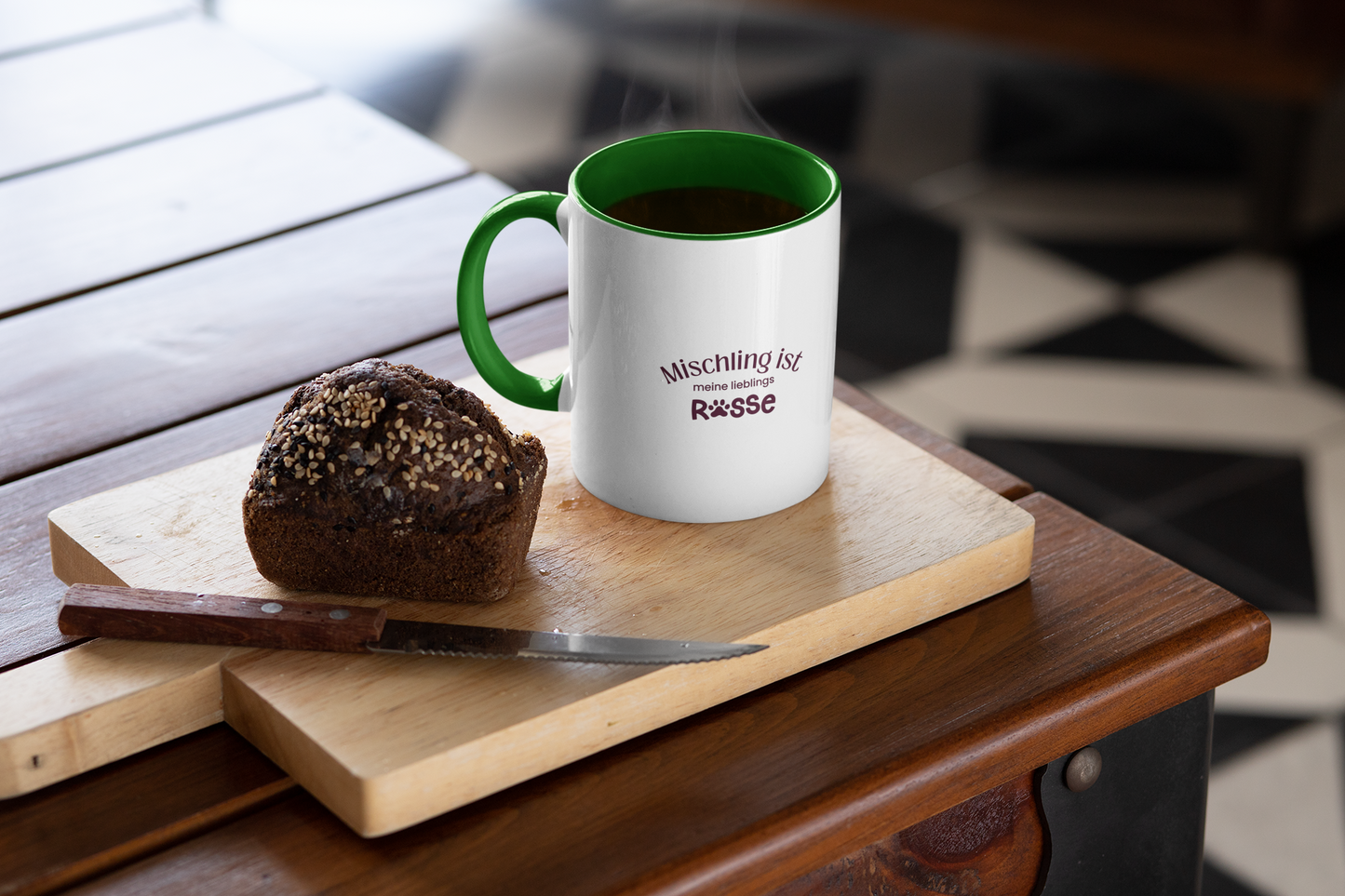 Zweifarbige Tasse: "Mischling"