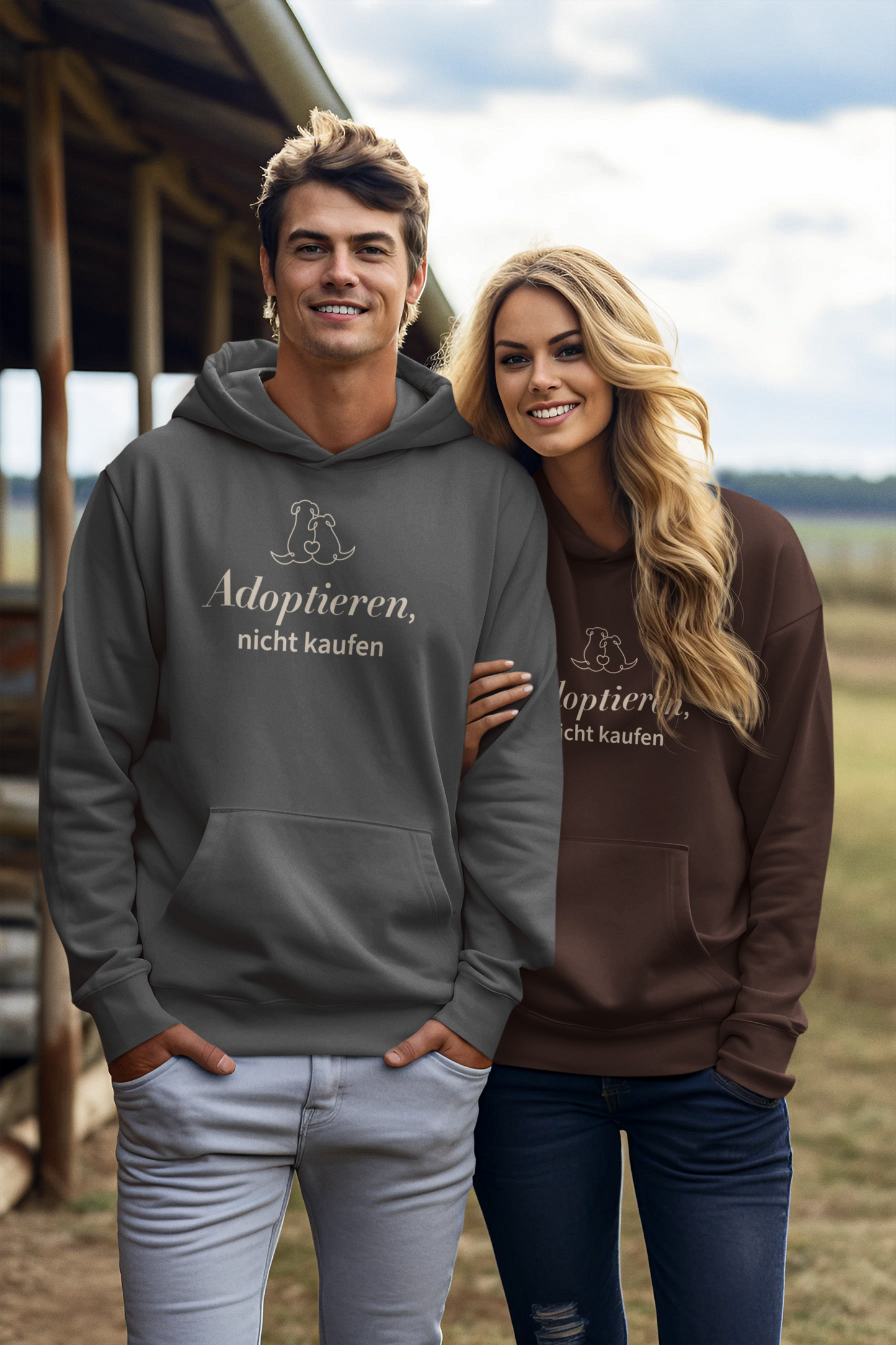 Unisex Hoodie: "Adoptieren, nicht kaufen"